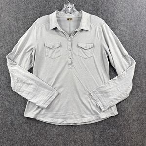 Marmot Allie Top Women's Large Gray Collared Roll Tab Sleeve Hiking Outdoor